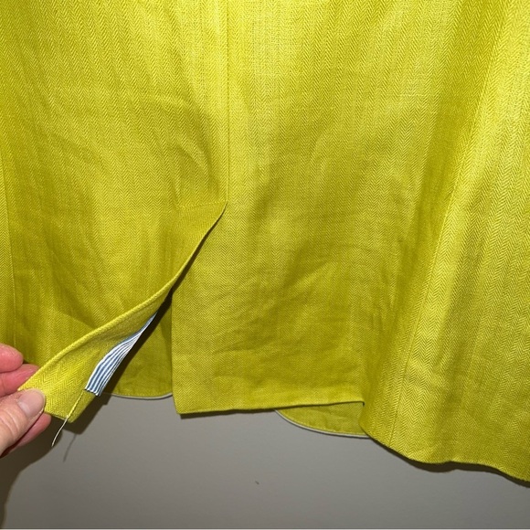 Talbots Aberdeen Linen Chartreuse Classy MatureCoastal Grandma Blazer Size 10 - Picture 7 of 13